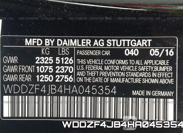 WDDZF4JB4HA045354 фото 10