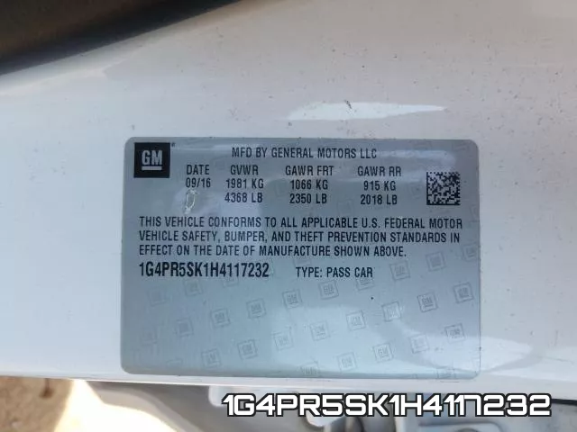 1G4PR5SK1H4117232 фото 2