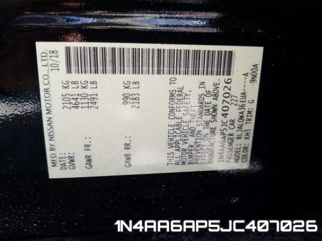 1N4AA6AP5JC407026 фото 2