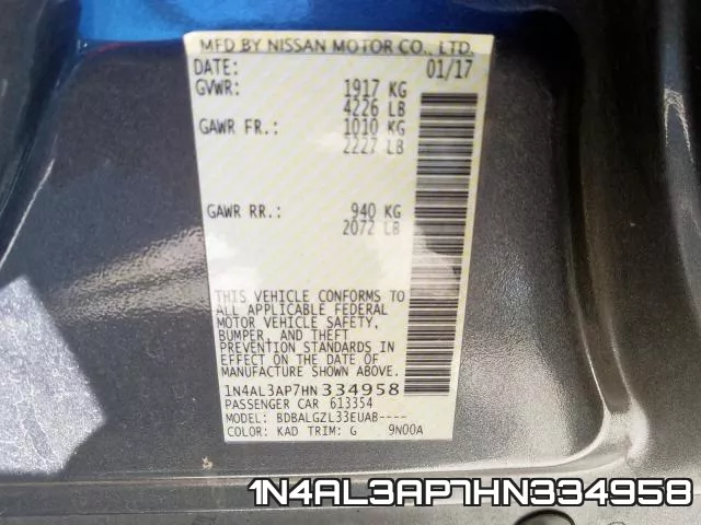 1N4AL3AP7HN334958 фото 2