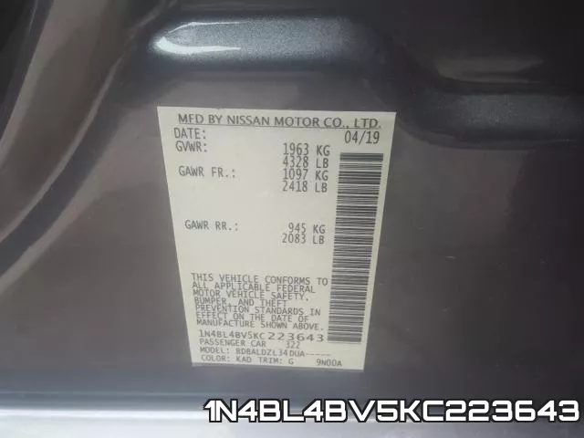 1N4BL4BV5KC223643 фото 2