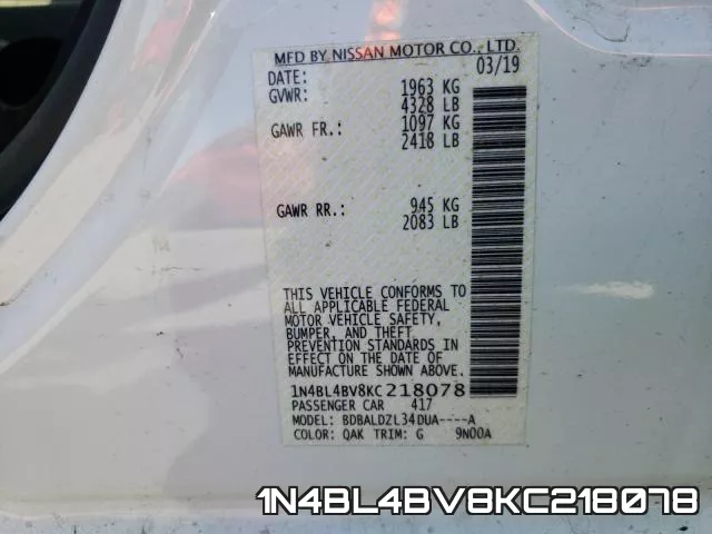 1N4BL4BV8KC218078 фото 2
