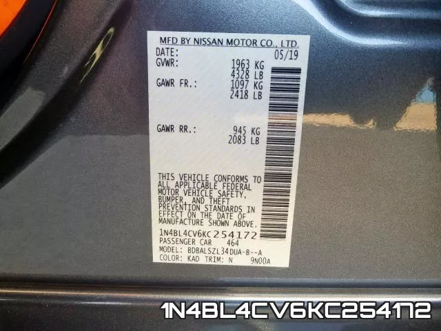 1N4BL4CV6KC254172 фото 2