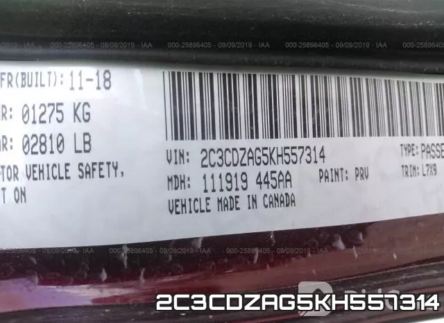 2C3CDZAG5KH557314 фото 10
