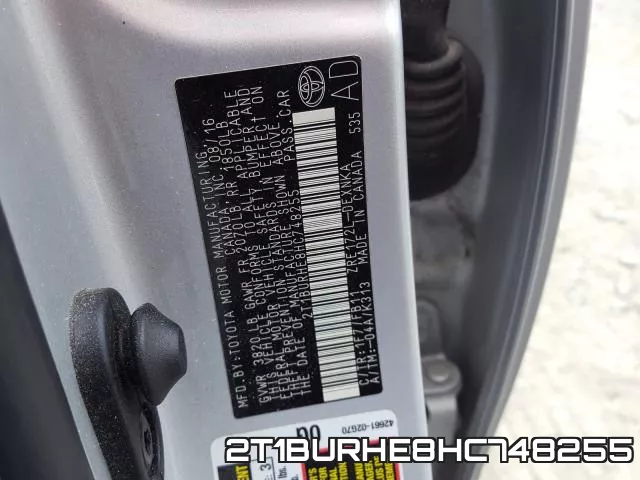 2T1BURHE8HC748255 фото 2