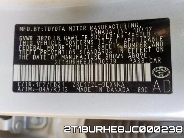 2T1BURHE8JC000238 фото 2
