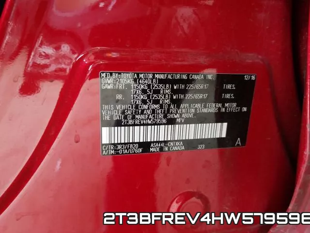 2T3BFREV4HW579596 фото 2