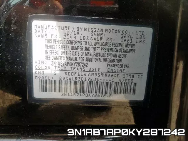 3N1AB7AP0KY287242 фото 2