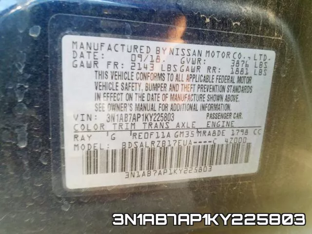 3N1AB7AP1KY225803 фото 2