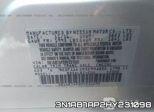 3N1AB7AP2HY231098 фото 10