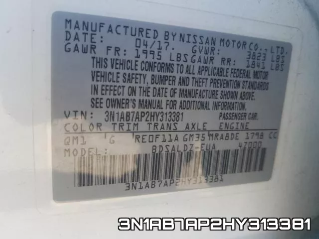 3N1AB7AP2HY313381 фото 2