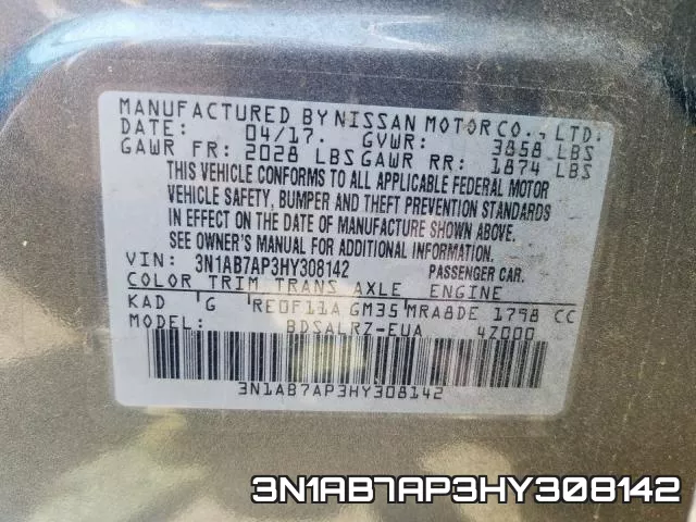 3N1AB7AP3HY308142 фото 2