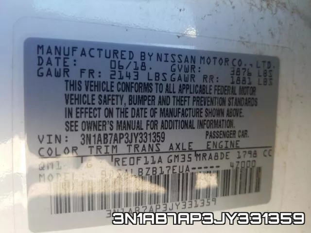 3N1AB7AP3JY331359 фото 2