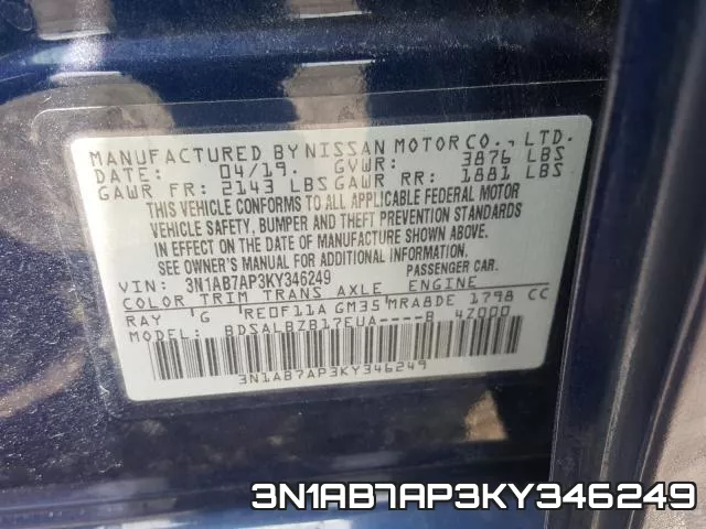 3N1AB7AP3KY346249 фото 2