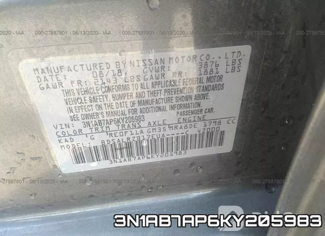 3N1AB7AP6KY205983 фото 10