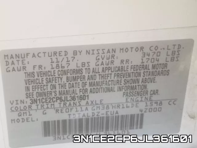 3N1CE2CP6JL361601 фото 2