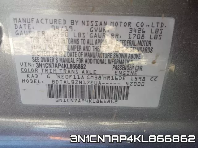 3N1CN7AP4KL866862 фото 2