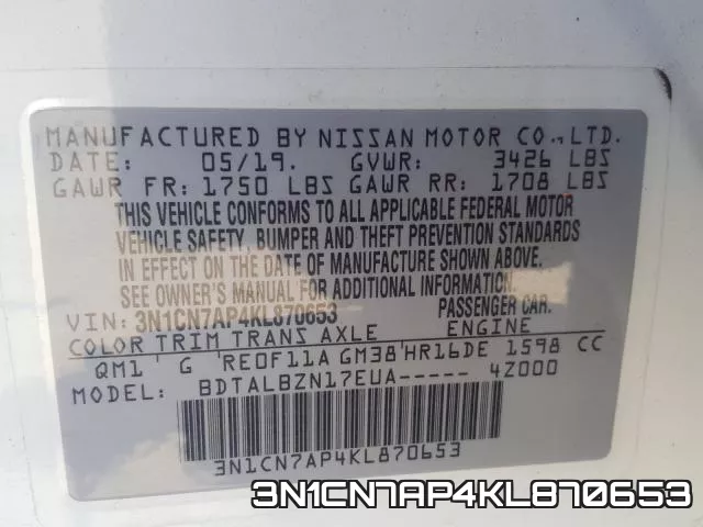 3N1CN7AP4KL870653 фото 2