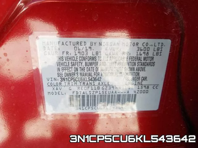 3N1CP5CU6KL543642 фото 2