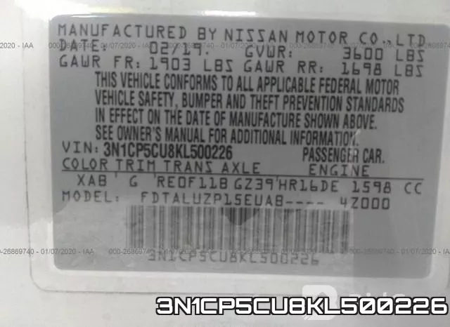 3N1CP5CU8KL500226 фото 10