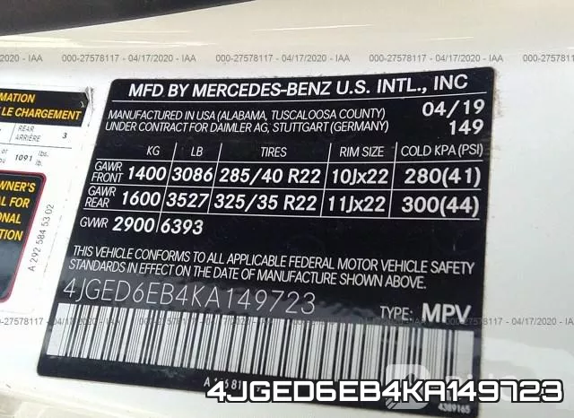 4JGED6EB4KA149723 фото 10