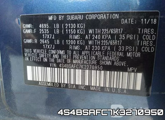 4S4BSAFC7K3270950 фото 2