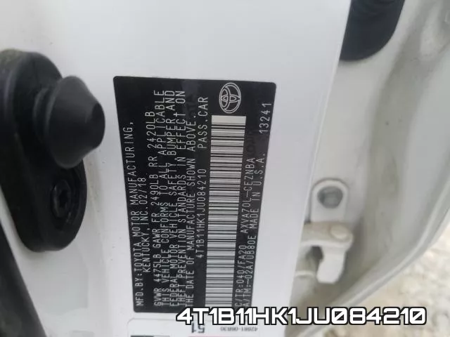 4T1B11HK1JU084210 фото 2