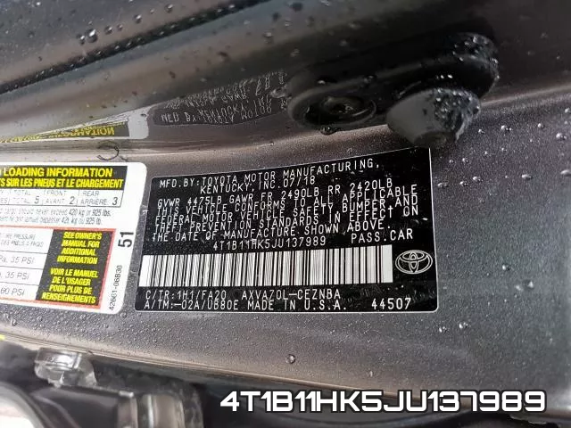 4T1B11HK5JU137989 фото 2