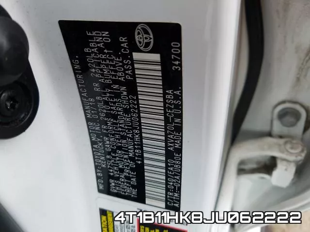 4T1B11HK8JU062222 фото 2