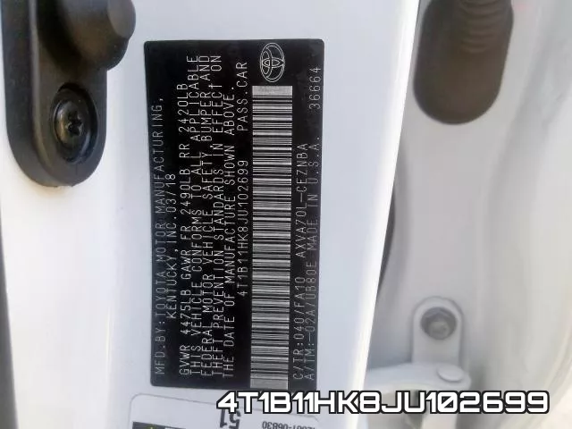 4T1B11HK8JU102699 фото 2
