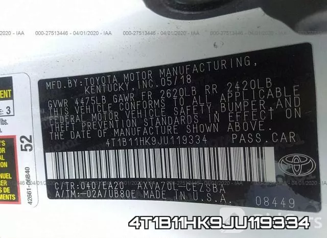 4T1B11HK9JU119334 фото 10