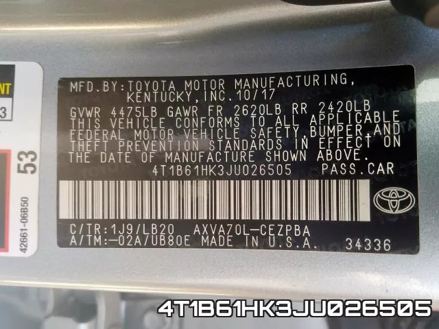 4T1B61HK3JU026505 фото 2