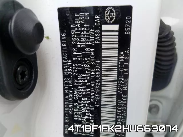 4T1BF1FK2HU663074 фото 2