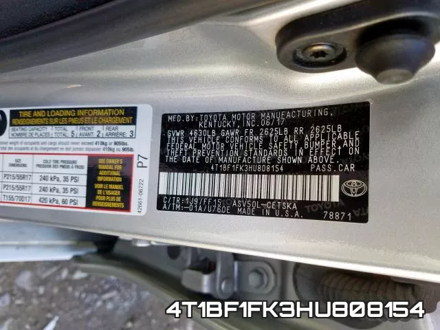 4T1BF1FK3HU808154 фото 2