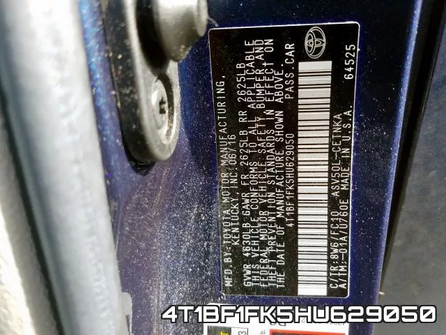 4T1BF1FK5HU629050 фото 2