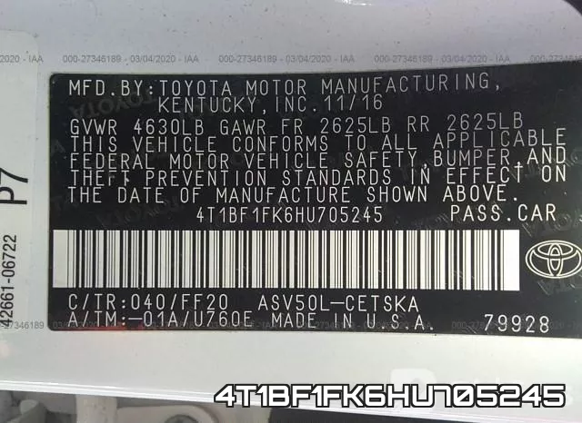 4T1BF1FK6HU705245 фото 10