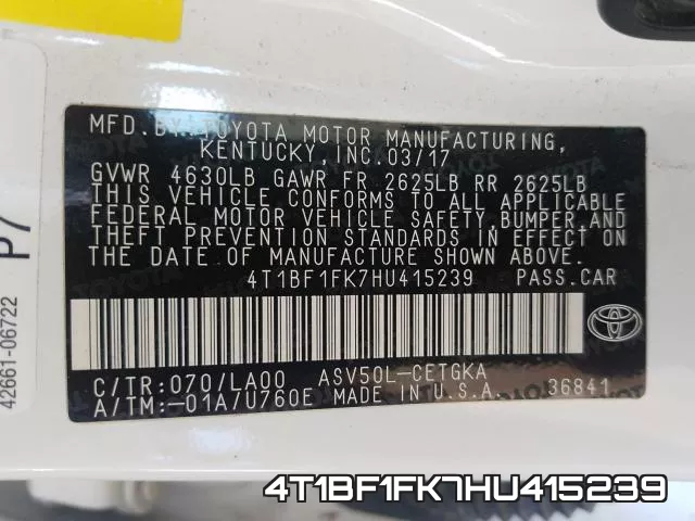 4T1BF1FK7HU415239 фото 2