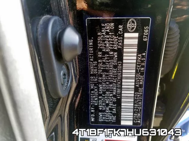 4T1BF1FK7HU631043 фото 2