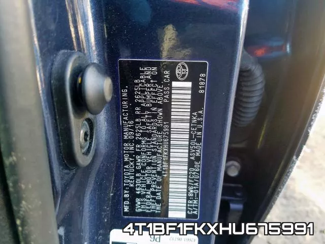 4T1BF1FKXHU675991 фото 2