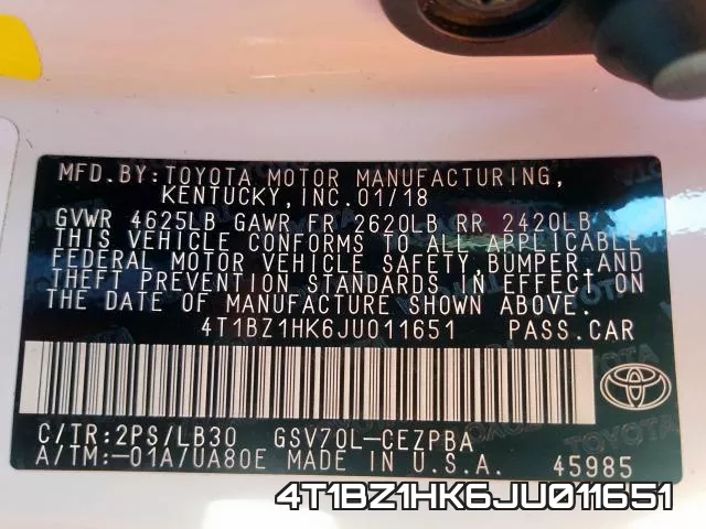 4T1BZ1HK6JU011651 фото 2