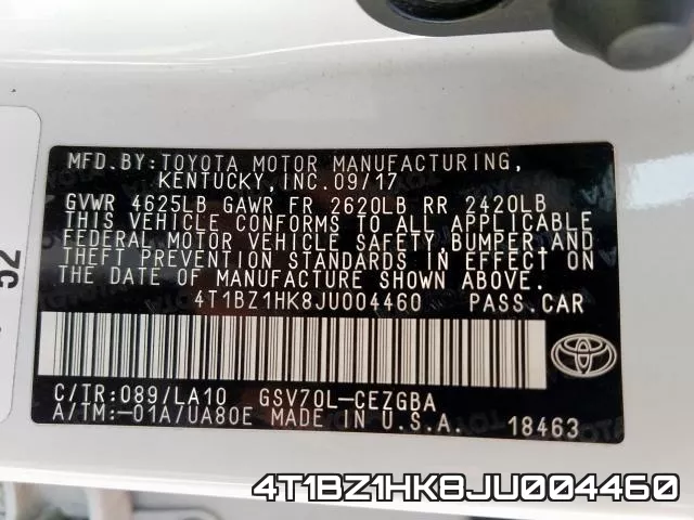 4T1BZ1HK8JU004460 фото 2