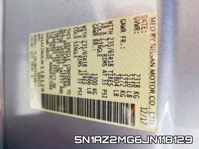 5N1AZ2MG6JN118129 фото 2