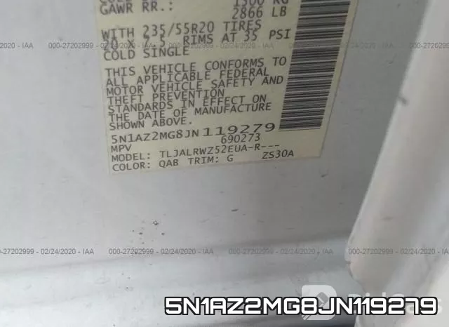 5N1AZ2MG8JN119279 фото 10