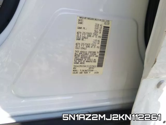 5N1AZ2MJ2KN112261 фото 2