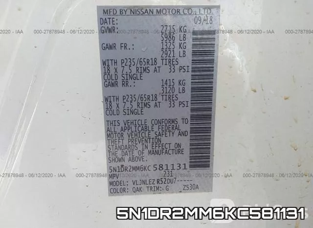 5N1DR2MM6KC581131 фото 10