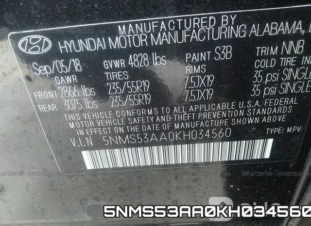 5NMS53AA0KH034560 фото 10