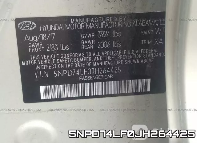 5NPD74LF0JH264425 фото 10