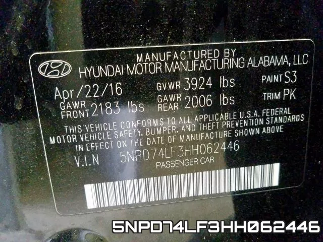 5NPD74LF3HH062446 фото 2