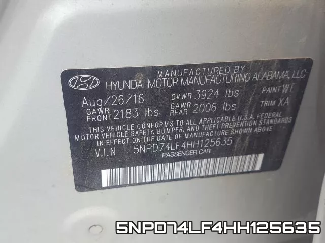 5NPD74LF4HH125635 фото 2