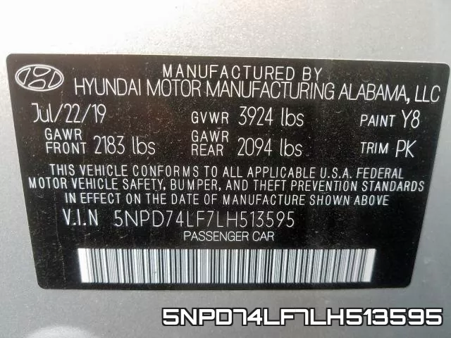 5NPD74LF7LH513595 фото 2